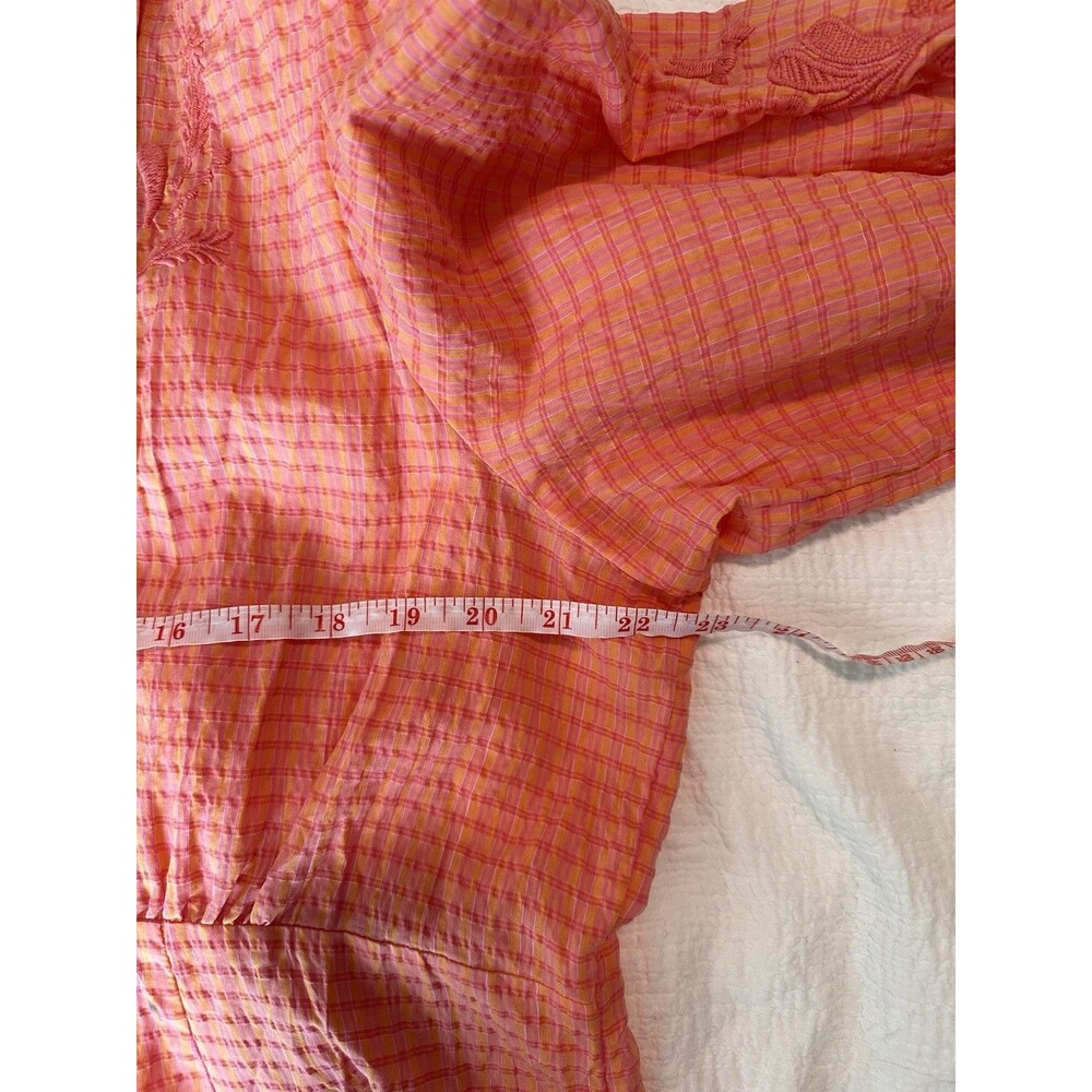 Johnny Was Orla Puff Sleeve Cotton Shirt Dress Midi Pink Orange Embroidered NWT - Picture 8 of 8
